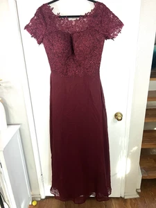 Burgundy Bridesmaid Maxi Dress - Size 12 - Lacey - Picture 1 of 10