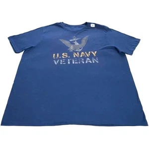 U.S. Navy Veteran T-Shirt Men’s 3XLT Blue Cotton Graphic Military Patriotic Tee - Picture 1 of 11