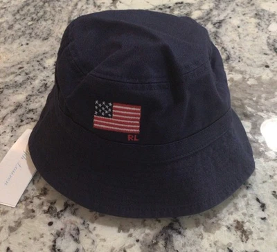 Ralph Lauren Bebé Niños Algodón Bordado Bandera Cubo Sombrero Foto 1 de 4