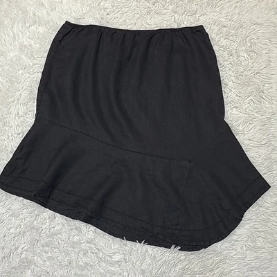 Старый темно-синий льняной Midi юбка женщин размер 20 черный асимметричный носовой платок кромки - Изображение 1 из 4