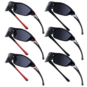 6 Pairs Men's Polarized Sunglasses UV Protection Wrap Around Sports Sunglasse... - Picture 1 of 7