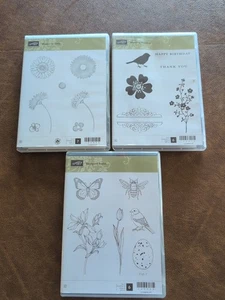 Stampin Up Lot Of 3 Clear Mount Rubber Stamp Sets.  See Description For Titles - Picture 1 of 8