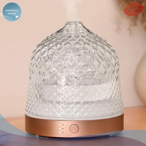 200ml Glass Essential Oil Diffuser with Dome Cover & 7-Color LED Light - Picture 1 of 7