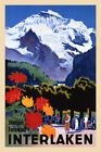 Interlaken Switzerland Alps Travel Vintage Poster Repo FREE S/H Shipped rolled 