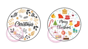 Merry Christmas Wreath Stickers Party Sweet Cone Xmas Labels Gift Hampers Tags - Picture 1 of 3