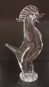Vintage Clear Crystal Murano Rooster by Gianni Seguso with label (1980s) - Picture 1 of 6
