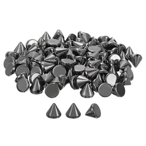 100Pcs Acrylic Spike Cone Studs, 6x6mm Flat Back Sew on Punk Beads (Black) - Picture 1 of 8