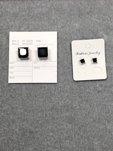 2pcs Magnetic 2 Square CZ Men Unisex Stud Earrings No Piercing - Picture 1 of 6
