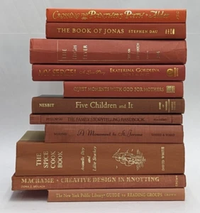 11 Red Orange Colored Staging Books Prop Office Instant Library Shabby Chic - Imagen 1 de 2