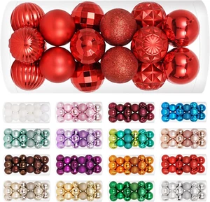 24 Pack Red Christmas Ball Ornaments Ornaments Set Decorations Xmas Tree Decor - Picture 1 of 7