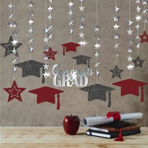 Cheerland Burgundy Graduation Party Decoration Red Kit Black Cap - Picture 1 of 7