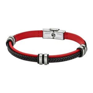 Pulsera Lotus Style hombre acero cuero negro y rojo LS1829-2/3 - Foto 1 di 1
