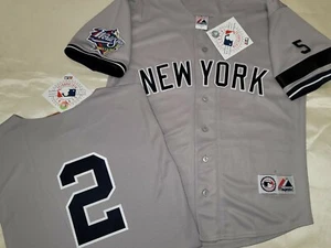 1304 Majestic 1999 World Series New York Yankees DEREK JETER Sewn JERSEY Gray - Picture 1 of 1