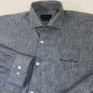 Massimo Dutti Button-Up Men's XL Blue Heather Long Sleeve Shirt Quiet Luxury - Picture 1 of 9