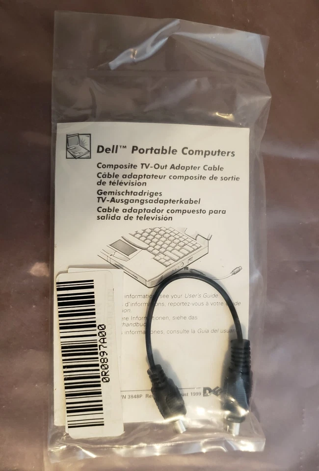 Dell Portable Computers Composite TV-Out Adapter Cable P/N 3848P Rev. A02 - Image 1 of 4
