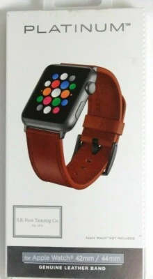 Platinum - Band Leather Watch Strap for Apple Watch 42mm and 44mm - Papaya - Image 1 of 3