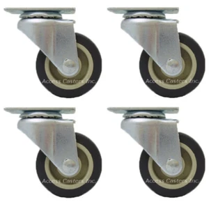 3D8PPSET Set of 4,3" Light Duty Swivel Plate Caster, Poly Wheel, 110 lbs - Picture 1 of 3