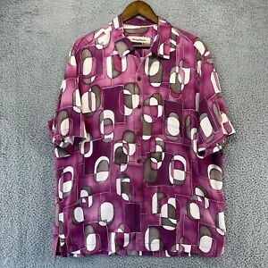 Tommy Bahama Shirt Men's Large Pink Sand Capsules Geometric All Over Silk Adult