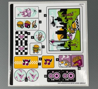 Sticker Sheet for LEGO Set 41349 Friends Drifting Diner Fast Food Burger Decals - Image 1 of 4