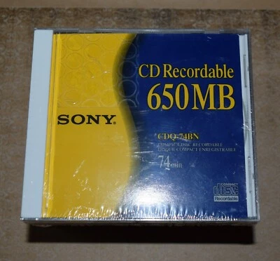 10 Pack Sony CD-R CD Recordable 650MB 74min Compact Disc CDQ-74CN - Image 1 of 3