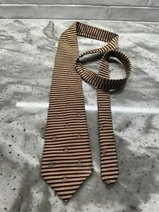 Cravatta cravatta vintage Brooks Brothers oro righe rosse sospesa pecora 100% seta - Foto 1 di 7