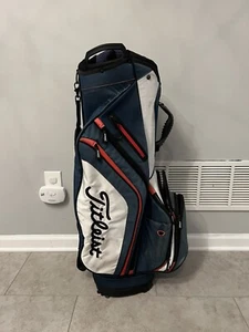Titleist Staff Golf Bag 14 Way 10 Zippers - Light/Strong Red White B - Picture 1 of 5