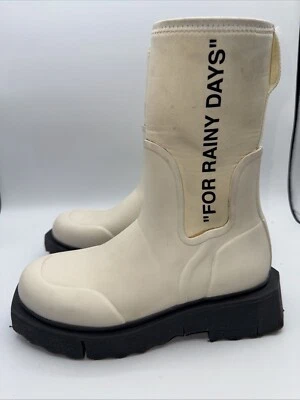 Botas de lluvia Chelsea blancas con suela de esponja para mujer Off-White zapatos talla 38 Foto 1 de 4