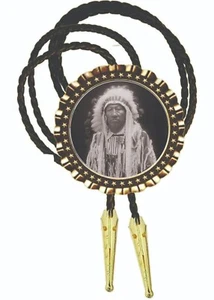 Native American Indian Cheyenne Chief art Bolo Tie Gift for Dad Neckties - Picture 1 of 1