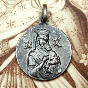 Französischer, antiker religiöser Anhänger. Jesus und Heilige Jungfrau Maria. Medaille von Ruffony - Bild 1 von 4