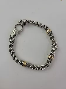 925 & 14K Vintage Akzent geflochtenes Armband 9" lang. - Bild 1 von 11