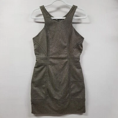 Vestido BCBG Generation Mediano Dorado Negro Metálico Brillo Sin Mangas Texturizado  Foto 1 de 4