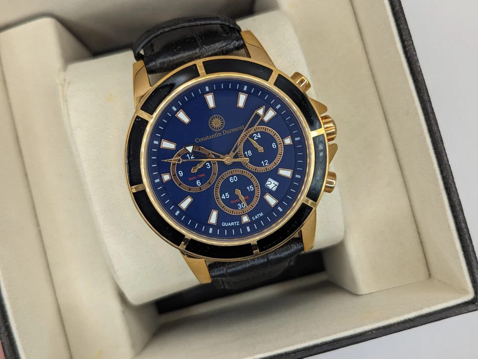 Constantin Durmont 124810 Herren Armbanduhr Chronograph Gold/Blau - Bild 1 von 1