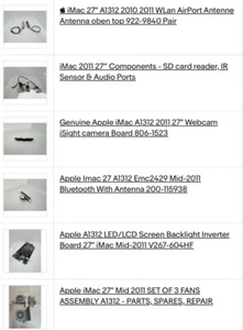 Collection of working parts from Apple iMac 27" 2011 - camera, Bluetooth, fans - Afbeelding 1 van 7