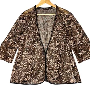 Alex Evenings Womens Sheer Jacket 3X Embroidered Formal Elegant Mother of Bride - Picture 1 of 8