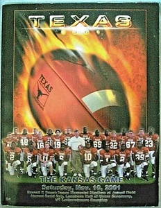 Texas Longhorns vs Kansas Jayhawks 2001 College Football Program Excellent Cond - Picture 1 of 3