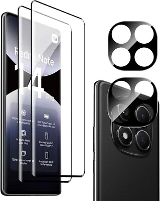 2X 3D Schutzglas (Display + Kamera) für Xiaomi Redmi Note 14 Pro 5G Panzerfolie - Bild 1 von 4