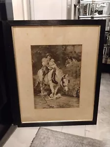 Victorian Frederick Morgan 1847-1927 'Hold Tight' Vintage Framed B/W Print - Picture 1 of 4
