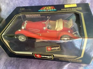 1/20 SCALE VINTAGE BURAGO 1936 MERCEDES-BENZ 500K ROADSTER RED DIECAST #3020 - Picture 1 of 5