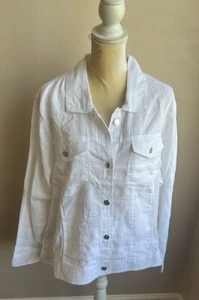 Jones New York Womens Plus sz 2X Linen Jacket White New - Picture 1 of 3