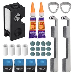 25pcs Pool Cue Repair Kit 1 8in1 Pool Cue Tips Repair Tool 2 Pool Cue Tip Cla... - Picture 1 of 7