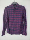J Crew Mercantile Shirt Mens Small Red Blue Plaid Long Sleeve Button Up Preppy