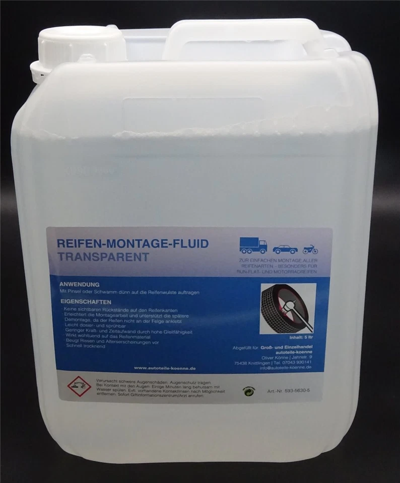 5 Liter Reifen Montage Fluid Reifenmontageflüssigkeit transparent auch Runflat - Bild 1 von 1