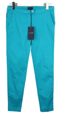 ARMANI JEANS V5P07 Trousers Women's US 28 Chino Pleated Slim Fit Blue - Image 1 of 4