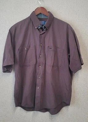 Camisa Pendleton Para Hombre Botón Manga Corta Grande Rojo Cuadros Denim Cuello Años 90 0104 Foto 1 de 4