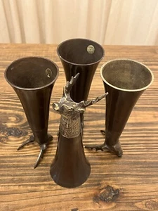 VTG Brass Stag Stirrup Cups Set Of Four Made In India - Picture 1 of 8
