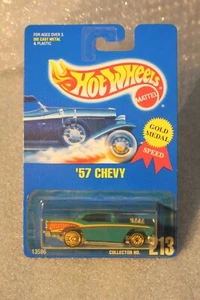 1992 HOT WHEELS '57 CHEVY BLUE GOLD MEDAL SPEED #213 GOLD UH RIMS - Bild 1 von 2