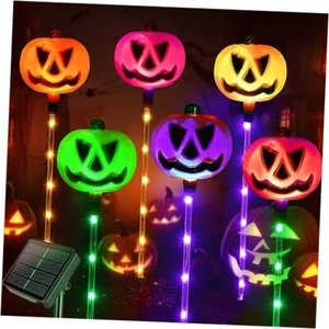 Juego de 6 luces solares de camino de calabaza para decoraciones de Halloween al aire libre, - Imagen 1 de 8