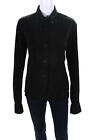 Neiman Marcus Womens Suede Button Up Collared Blouse Shacket Top Black Size 14