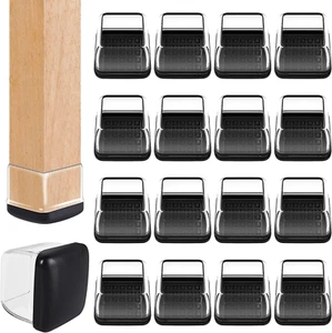 24 Pcs Clear Chair Leg Sliders for Carpet, Square Chair Glides for Rug, Teflon F - Picture 1 of 12