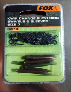 Fox Flexi Kwik Change Flexi Ring Swivels & Sleeves Montage Grund Karpfen - Picture 1 of 1